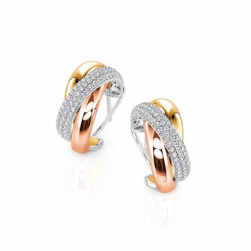 Jeulia Boucles d'Oreilles à Triple Couleur avec Pierres Précieuses Argent Sterling