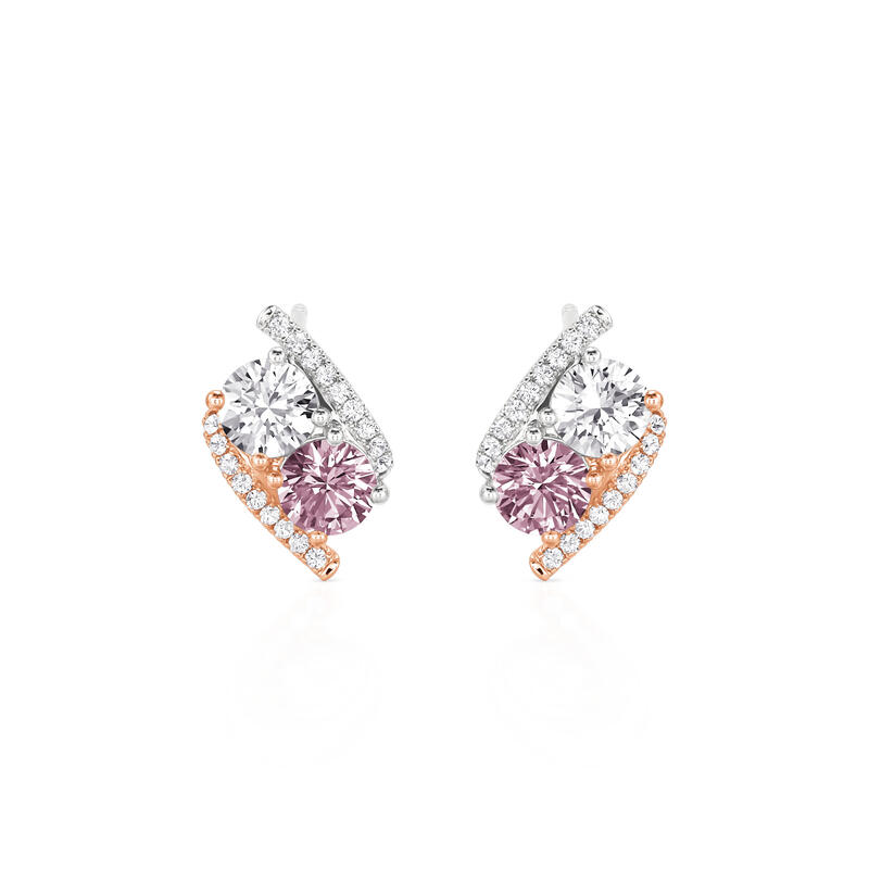 Jeulia Custom Two Tone Birthstone Stud Earrings
