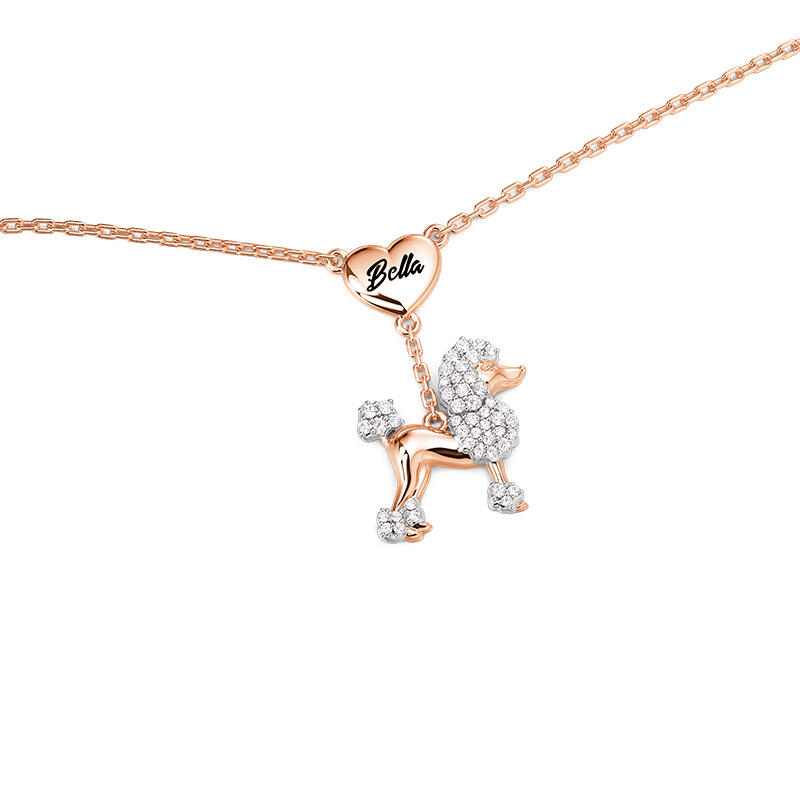 Jeulia Petland Custom Engraved Poodle Necklace Sterling Silver