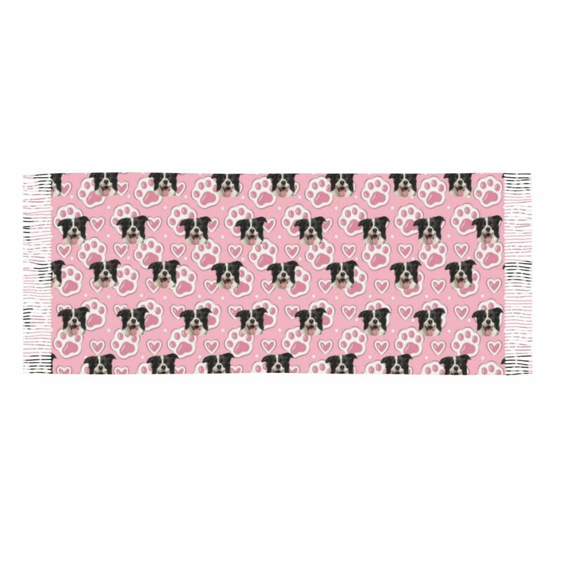 Écharpe personnalisée avec motif d'empreintes de pattes Ajoutez une photo de votre animal Écharpe rose pour femmes pour les amoureux des animaux