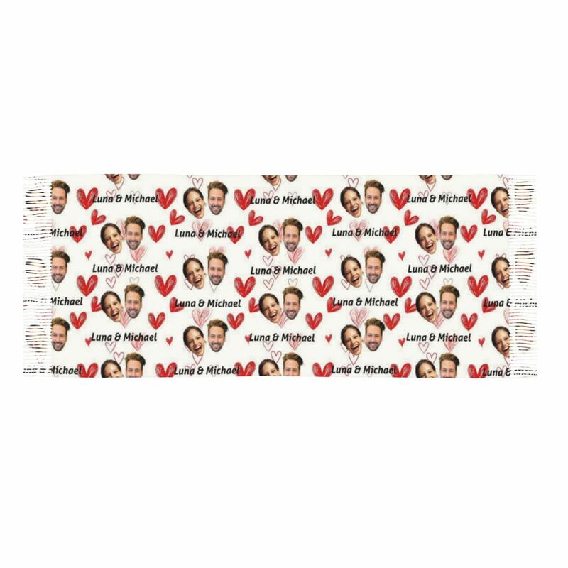 Custom Scarves with Heart Patterns and Couple Photos Gift for Valentine's Day