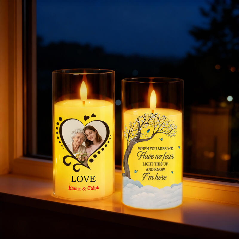 Personliga LED-ljusstakar med tillagda foton Kreativa ljus Minnesgåvor till nära och kära