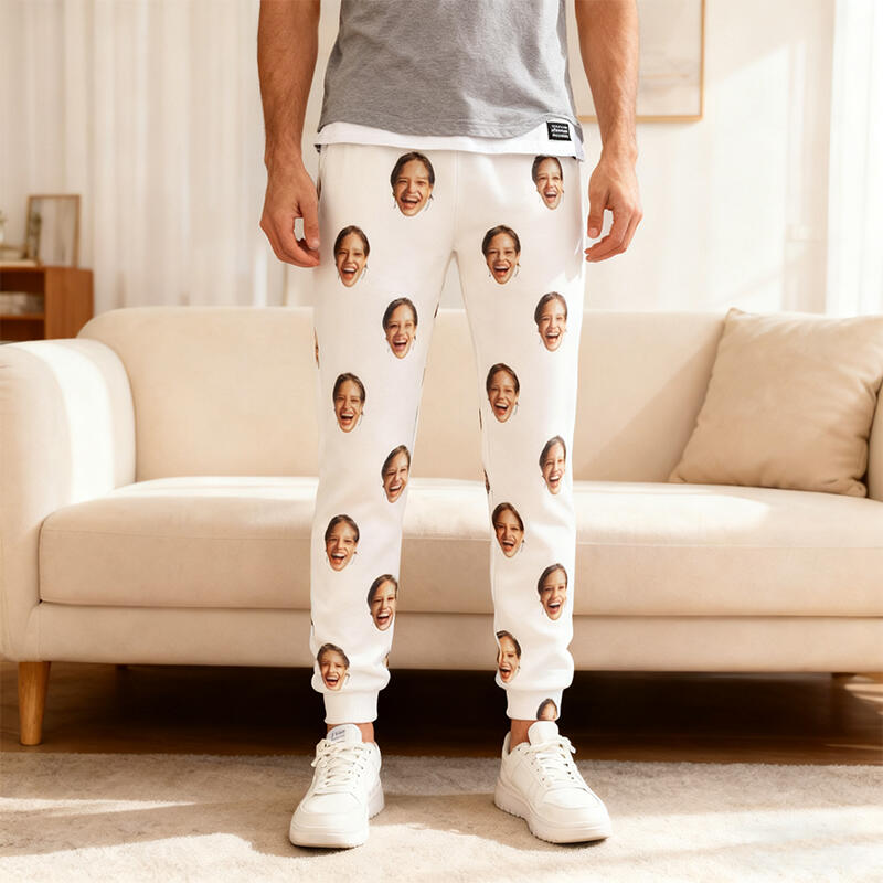 Personalized Unisex Sweatpants Custom Face Photo Arrangement Design Gift for Family