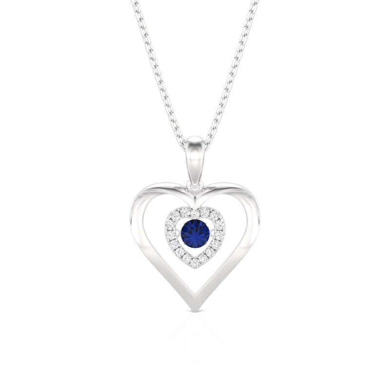 Jeulia Custom Double Heart Dancing Stone Necklace with Birthstone