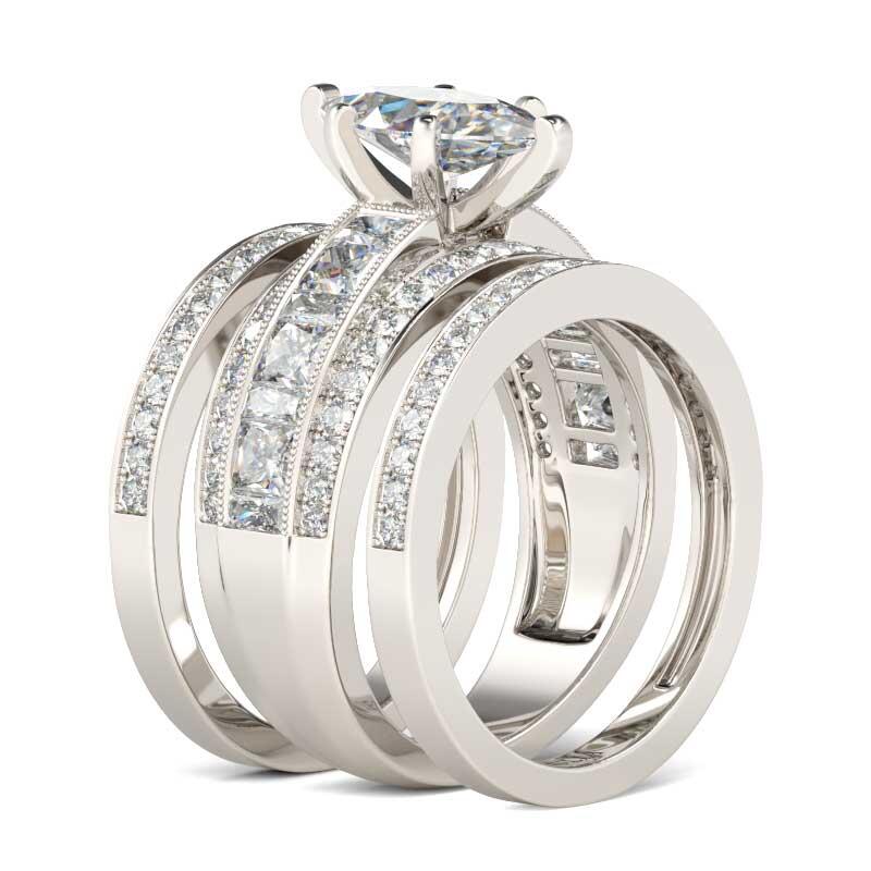 Jeulia 3PC Marquise Cut Sterling Silver Ring Set