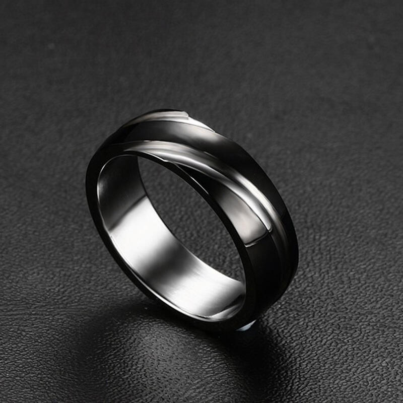 Jeulia Black Simple Titanium Steel Men's Band