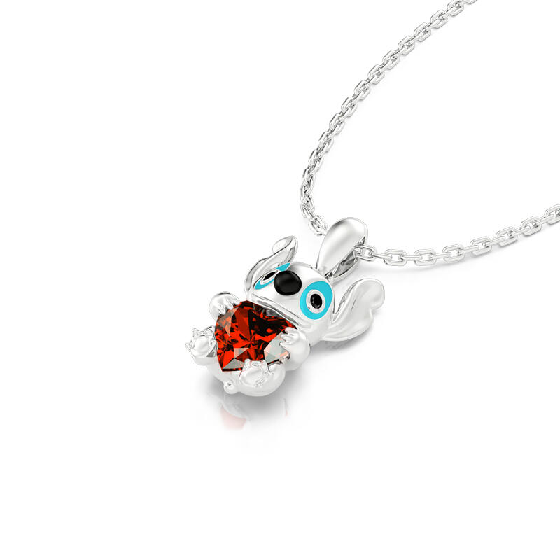 Jeulia Hug Me "Little Monster" Heart Cut Sterling Silver Necklace