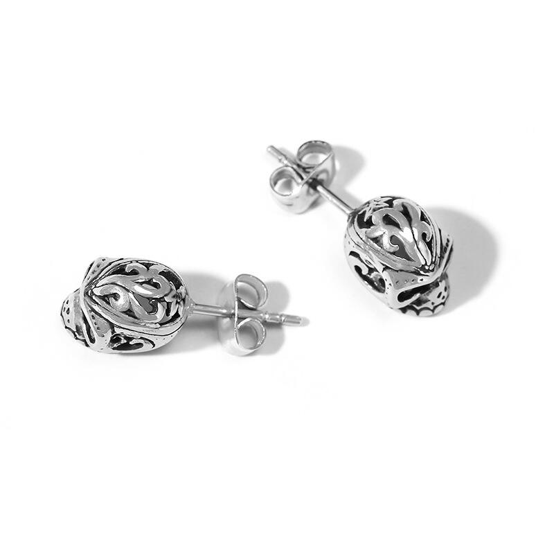 Jeulia Punk Style Skull Titanium Steel Men's Earrings