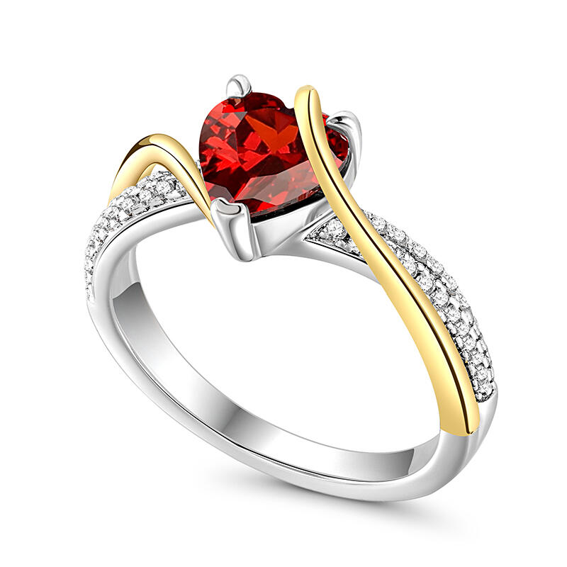 Jeulia "Flowing Heartbeat" Sterling Silver Heart Cut Ring