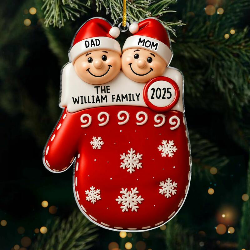 Colgante de guante navideño personalizado con nombre para tu familia