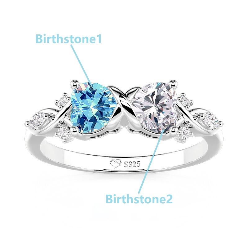 Jeulia Custom Twisted Infinity Heart Bow Ring with Birthstone