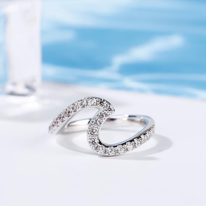 Jeulia Sea Wave Sterling Silver Ring