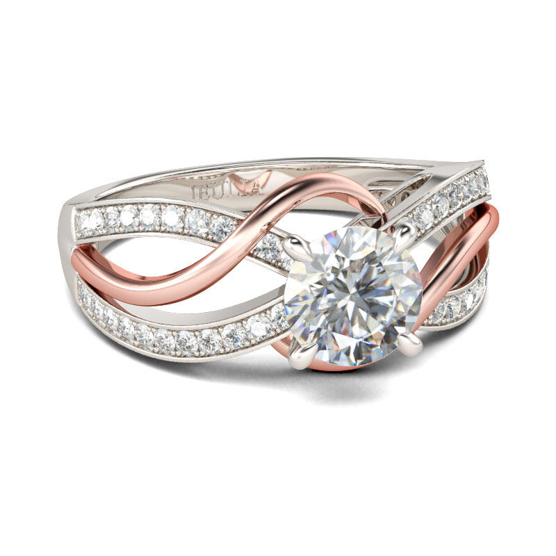 Jeulia Two Tone Intertwined Round Cut Sterling Silver Ring