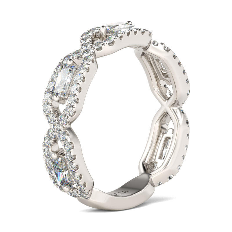 Jeulia Twist Radiant Cut Sterling Silver Women's Band