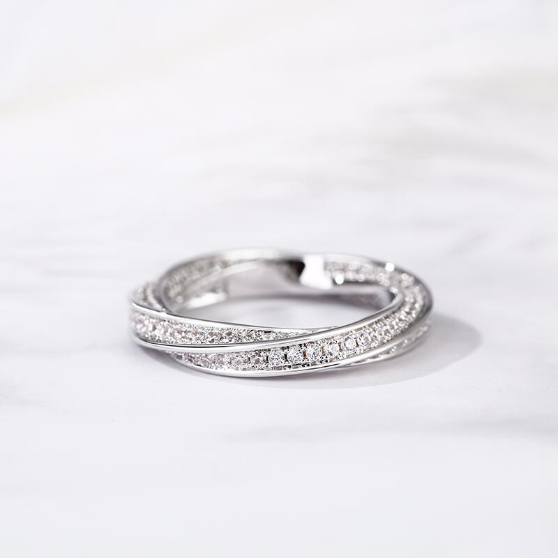 Jeulia Simple Twist Design Sterling Silver Women's Band