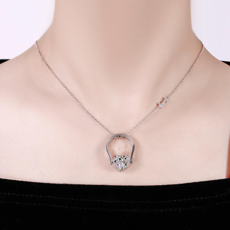 Jeulia "Song of Family" Sterling Silver Personalized Photo Ring (With A Free Chain)