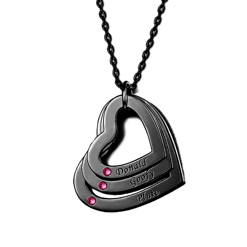 ハート ネーム 刻印 誕生石 ネックレス