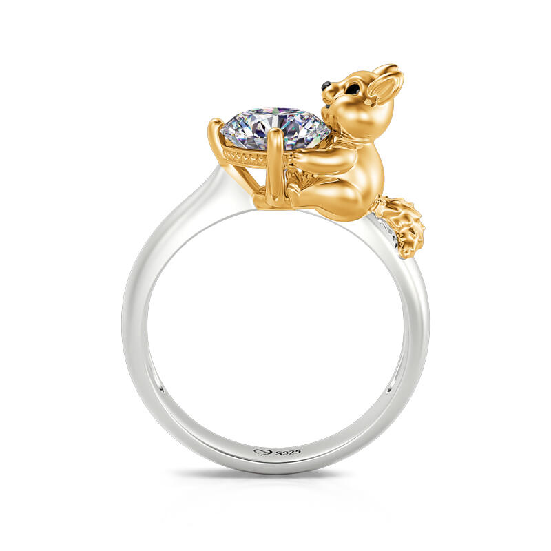 Jeulia Hug Me "Smiling Chipmunk" Round Cut Sterling Silver Ring