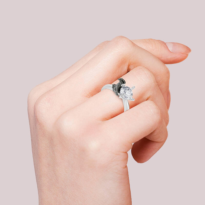 Jeulia Hug Me "Soul Harvester" Skull Sickle Round Cut Sterling Silver Ring