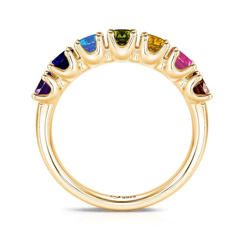 Jeulia Multi-Stone Rainbow Sterling Silver Women's Band