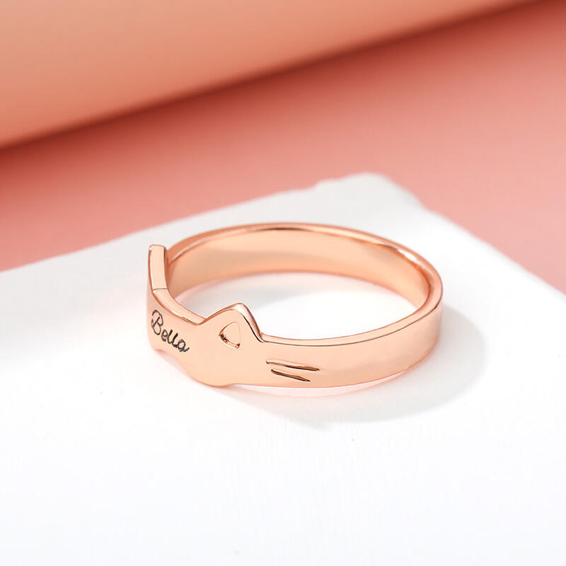 "Amour de Chat" Bague Prénom Chat Personnalisée