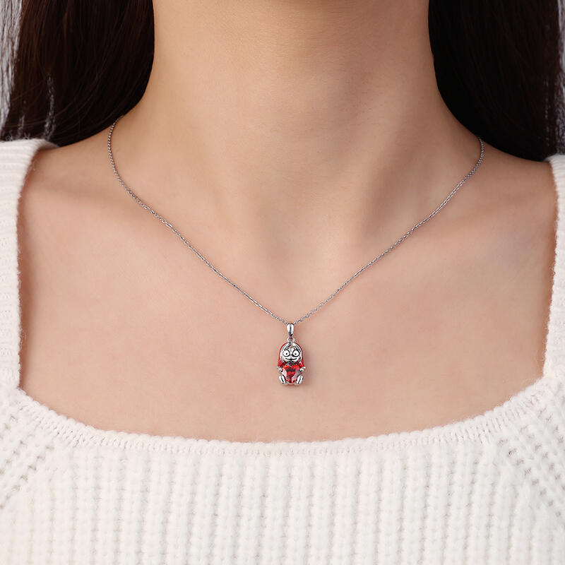 Jeulia Hug Me "Endless Joy" Skull Heart Cut Sterling Silver Halsband