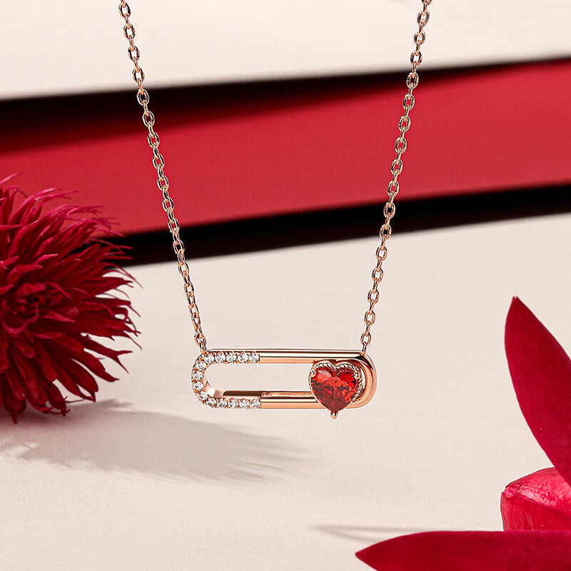 Jeulia "Heartbeat" Heart Cut Sterling Silver Necklace