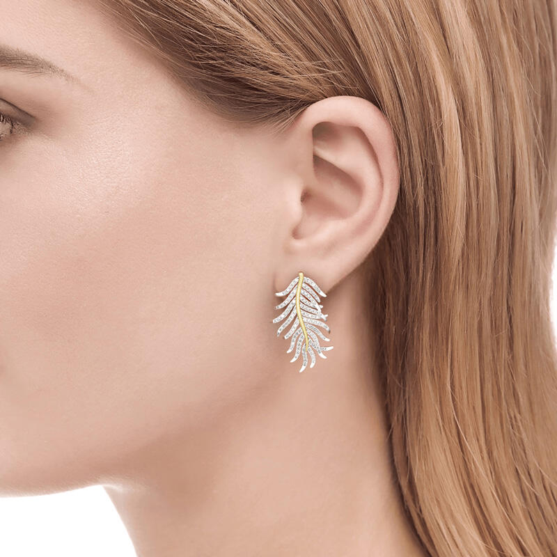 Jeulia "Feathers Appear When Angels Are Near" Sterling Silver Earrings