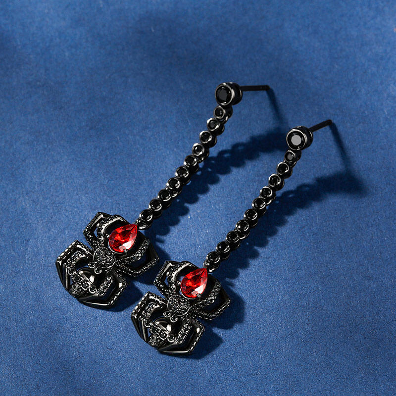Jeulia "Spider Skull Biker" Pear Cut Sterling Silver Jewelry Set