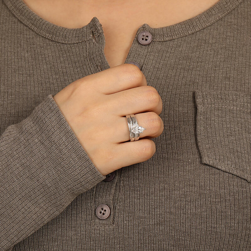 "My Forever Love" Marquise Cut 2pcs Bridal Set