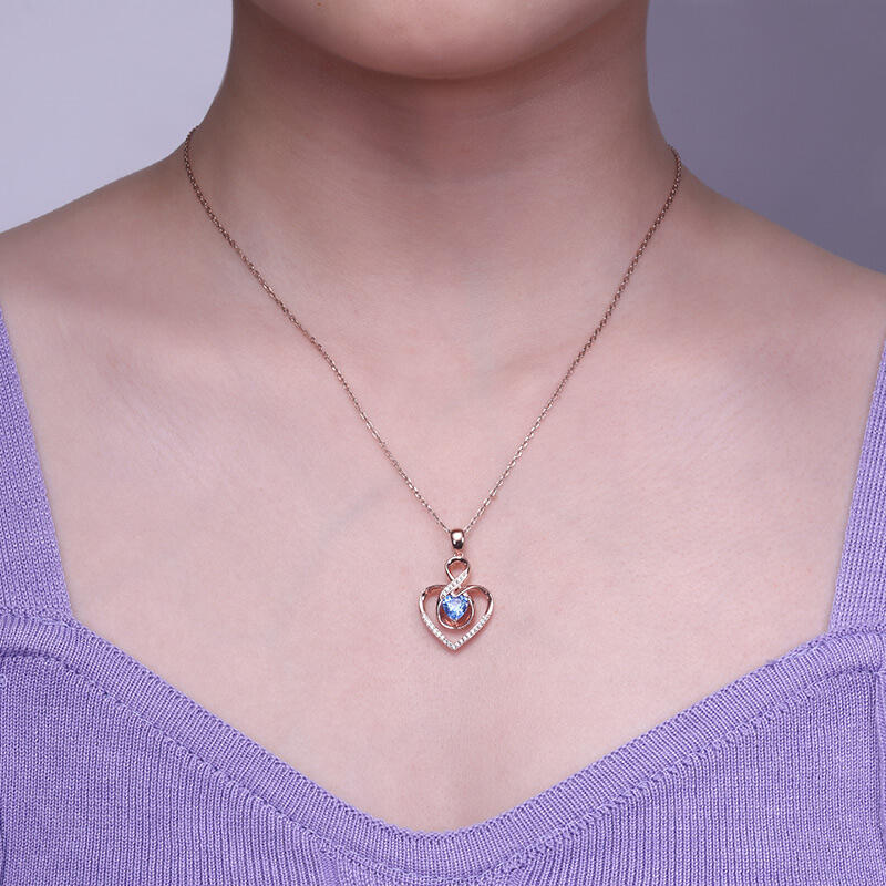 Jeulia Infinity Hjärtslipad Sterling Silver Personlig Halsband