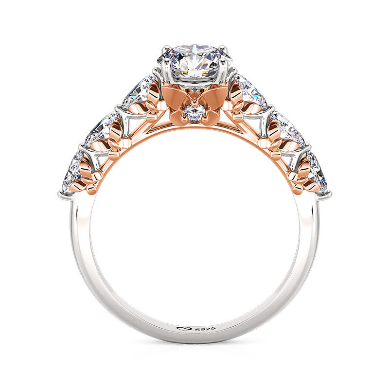 Jeulia Two Tone Design Butterfly Engagement Ring