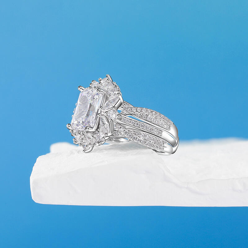 Jeulia Inset Gorgeous Sterling Silver Wedding Ring Set