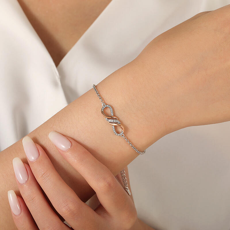 Jeulia Amore Two Tone Infinity Bracelet Adjustable