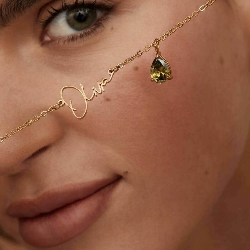 Personalized Name Necklace with Birthstone Gift for Birthday