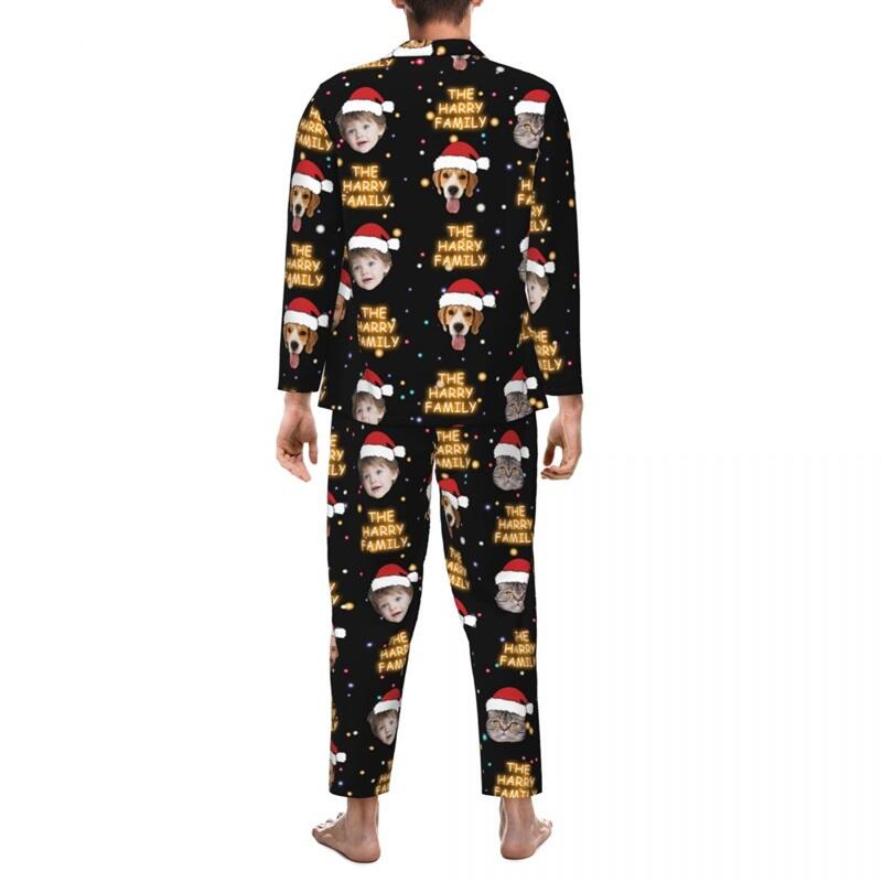 Personalized Pajamas Custom Photos with Santa Hat Design Perfect Christmas Gift for Family