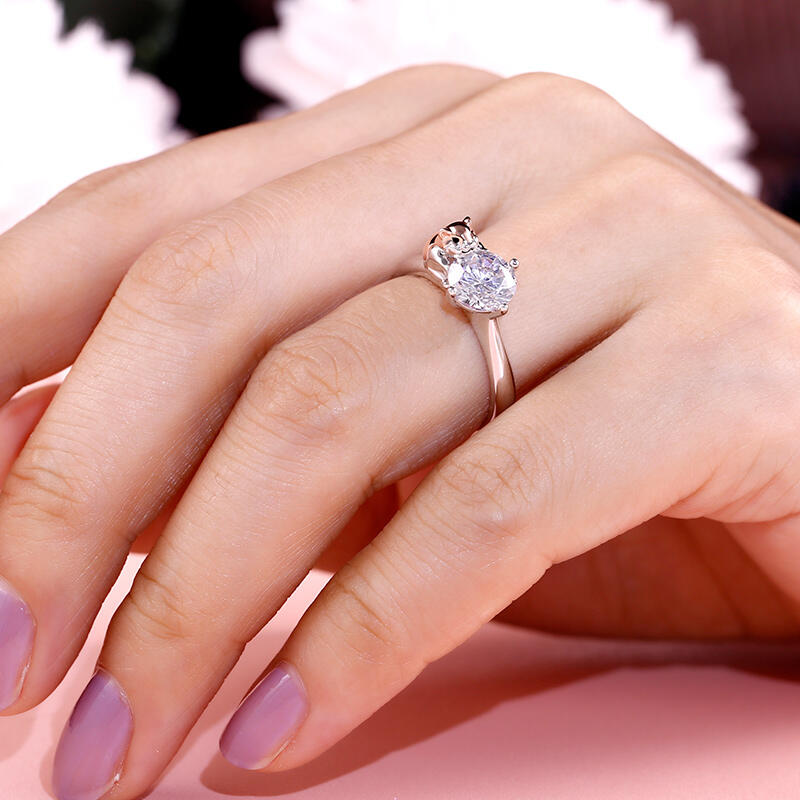 Jeulia Hug Me "Süßer Hamster" Rundschliff Sterling Silber Ring