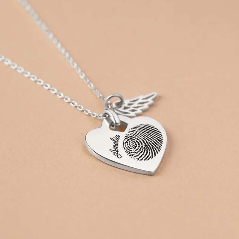 ハート 指紋 名入れ ネックレス オーダーメイド