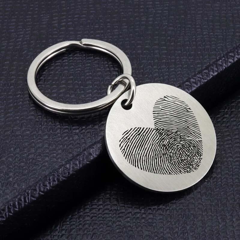 ダブル 指紋 刻印 キーホルダー オーダーメイド