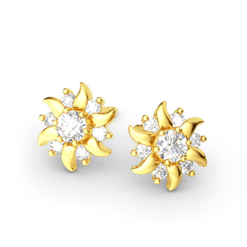 Jeulia Sunflower Sterling Silver Stud Earrings