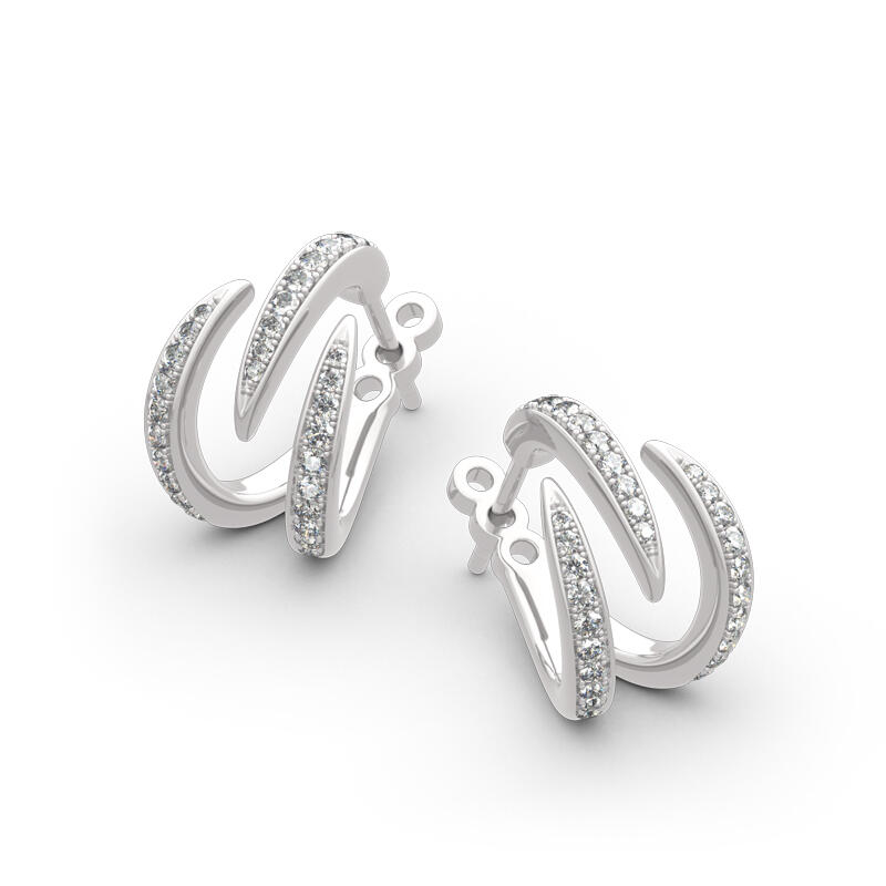 Jeulia Spike Design Round Cut Sterling Silver Earrings