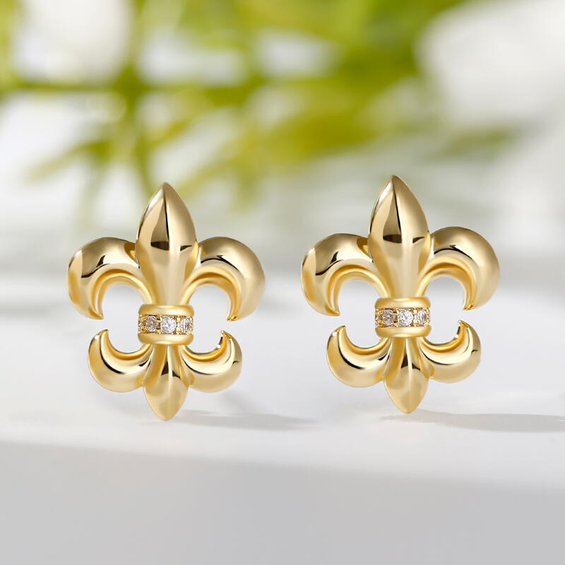 Jeulia Fleur-de-lis Sterling Silver Stud Earrings