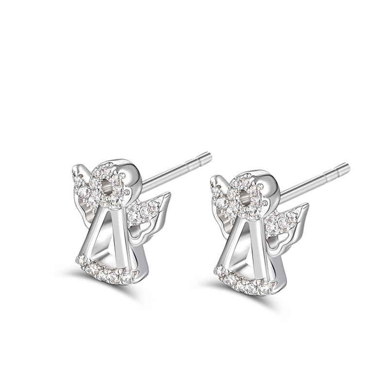 Jeulia "Serene Angel" Sterling Silver Children's Earrings