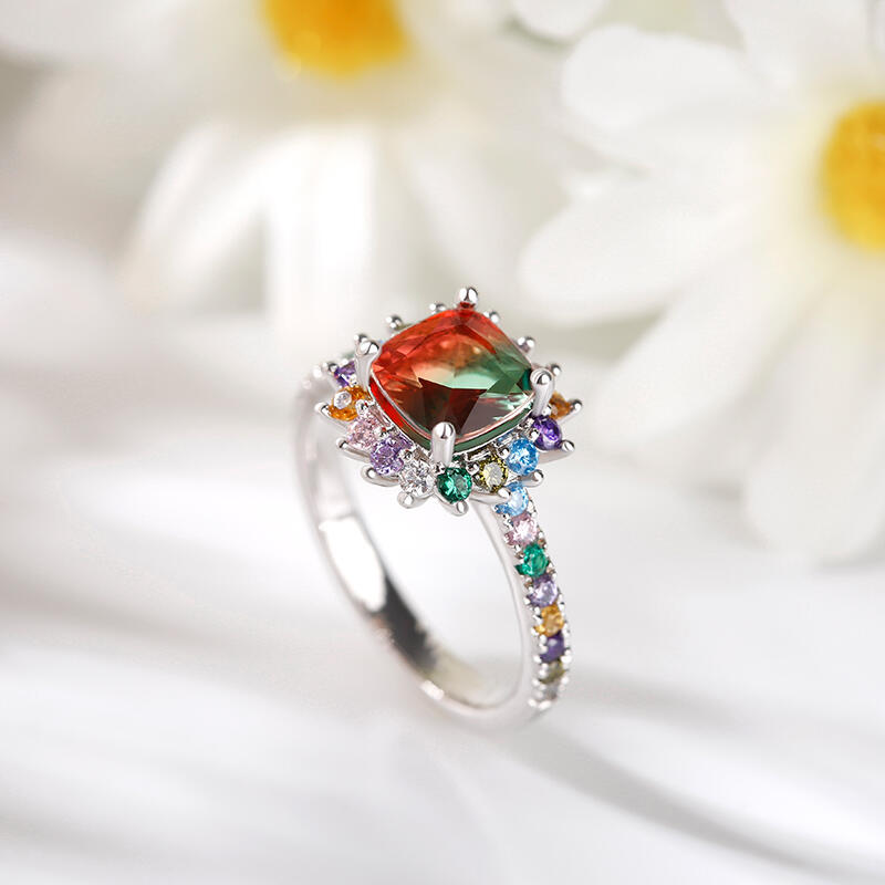 Jeulia "Blazing with Color" Sterling Silver Jewelry Set