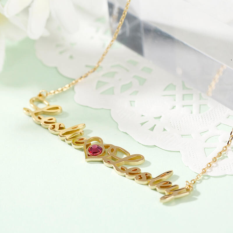 Jeulia "We Are Doomed" Personalized Name Necklace with Birthstone