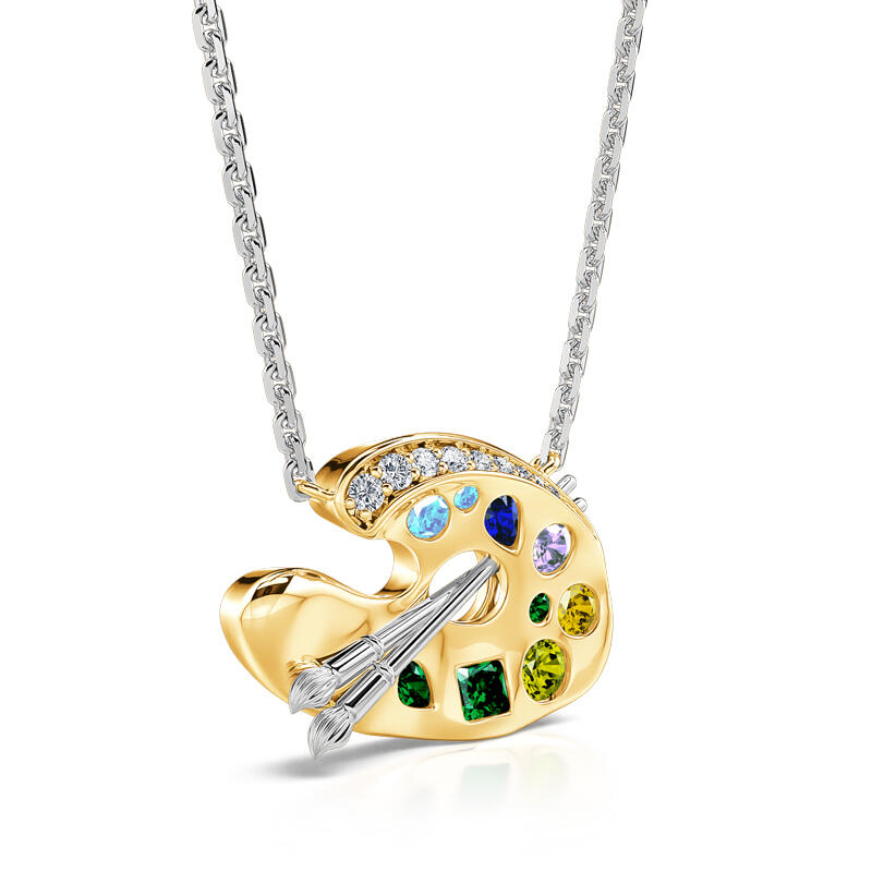 Jeulia Collar elegante de plata esterlina con diseño de paleta y pincel