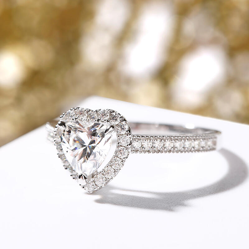 Jeulia Anillo 10K/14K/18K Oro En Forma De Corazón De Oro