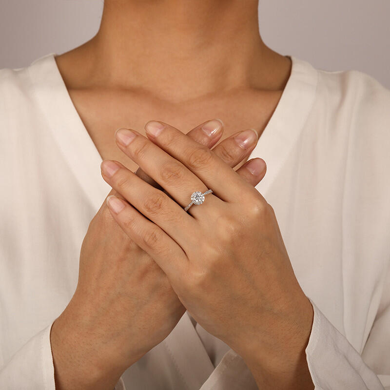 "You Are My Everything" Round Cut Cluster Halo Engagement Ring