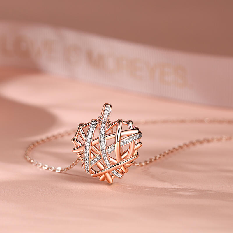 Jeulia Collar de Plata de Ley con Forma de Corazón