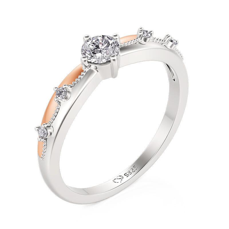 Jeulia Anillo de Compromiso Vestido de Princesa Dos Tonos de Plata de Ley